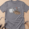 Studio in a Mug jewelry maker t-shirt in Charcoal, flat lay with jeweler's tools