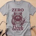 Zero Flux Given Raccoon funny metalsmith t-shirt in Sport Grey, flat lay with jeweler's tools